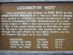 UP 6072, close up of information sign